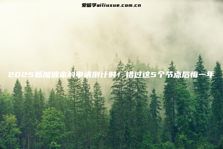 2025新加坡本科申请倒计时！错过这5个节点后悔一年