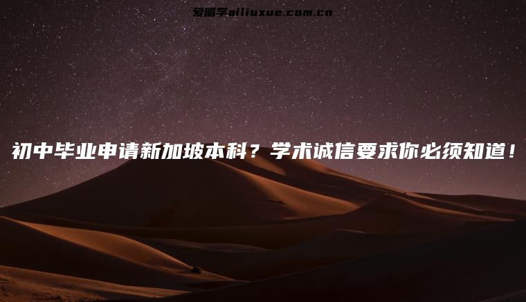 初中毕业申请新加坡本科？学术诚信要求你必须知道！