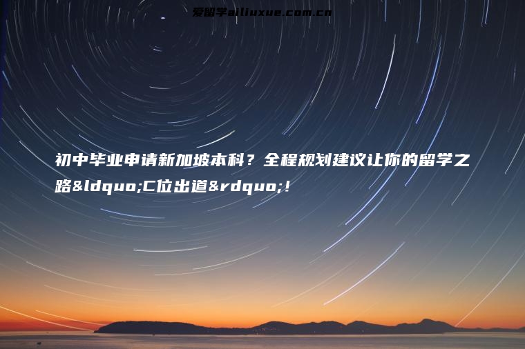 初中毕业申请新加坡本科？全程规划建议让你的留学之路“C位出道”！