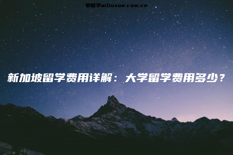 新加坡留学费用详解：大学留学费用多少？