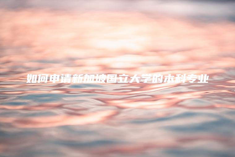如何申请新加坡国立大学的本科专业