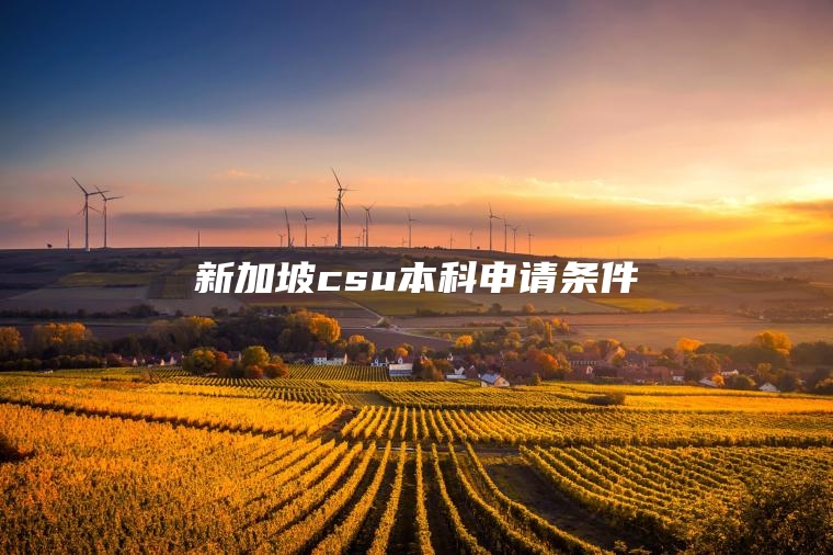 新加坡csu本科申请条件