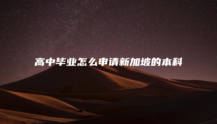 高中毕业怎么申请新加坡的本科