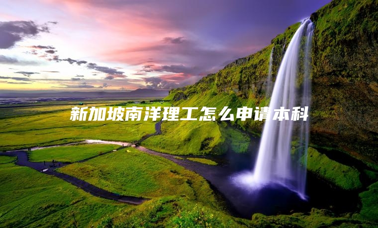 新加坡南洋理工怎么申请本科