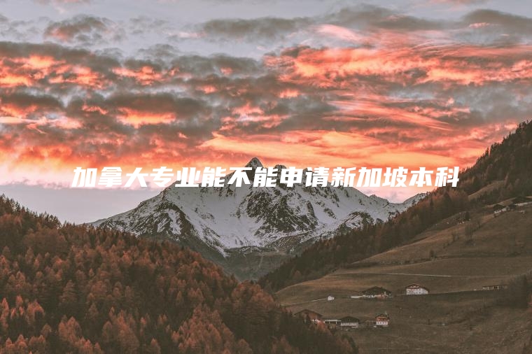 加拿大专业能不能申请新加坡本科