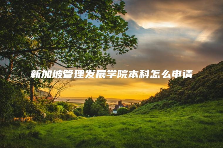 新加坡管理发展学院本科怎么申请