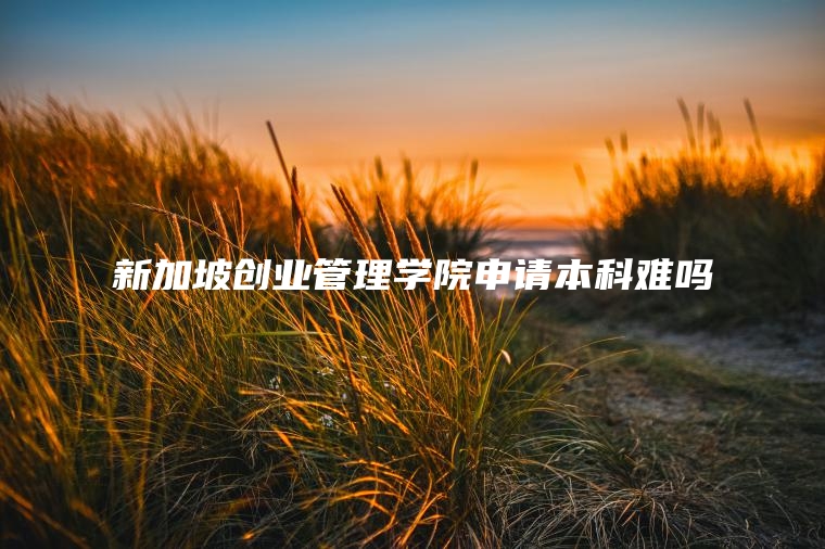 新加坡创业管理学院申请本科难吗