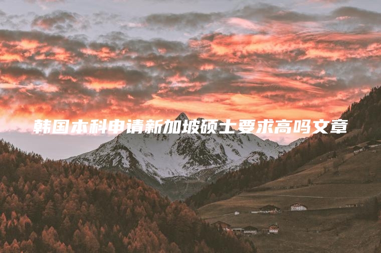 韩国本科申请新加坡硕士要求高吗文章