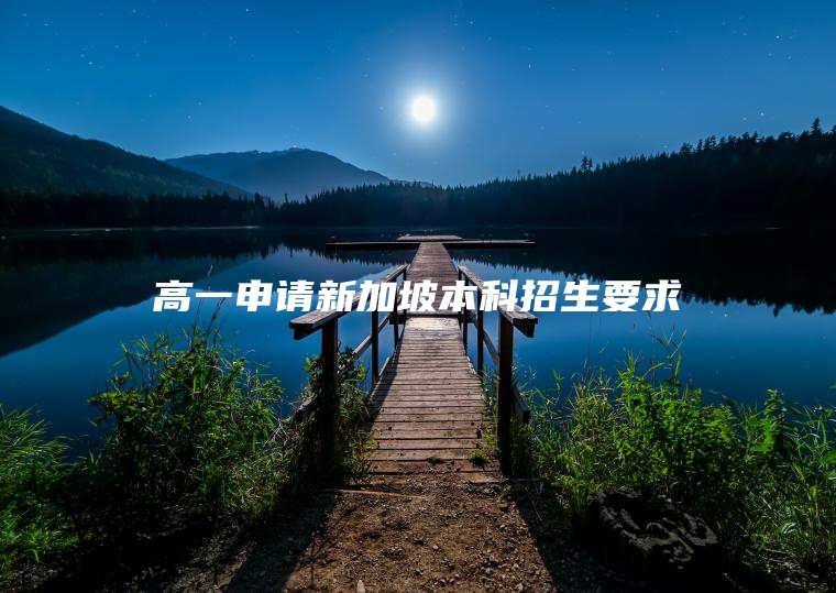 高一申请新加坡本科招生要求