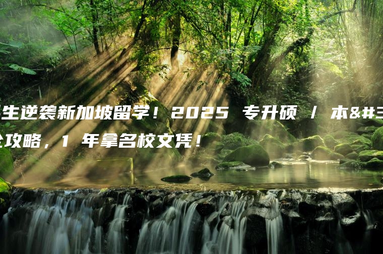 专科生逆袭新加坡留学！2025 专升硕 / 本科全攻略，1 年拿名校文凭！